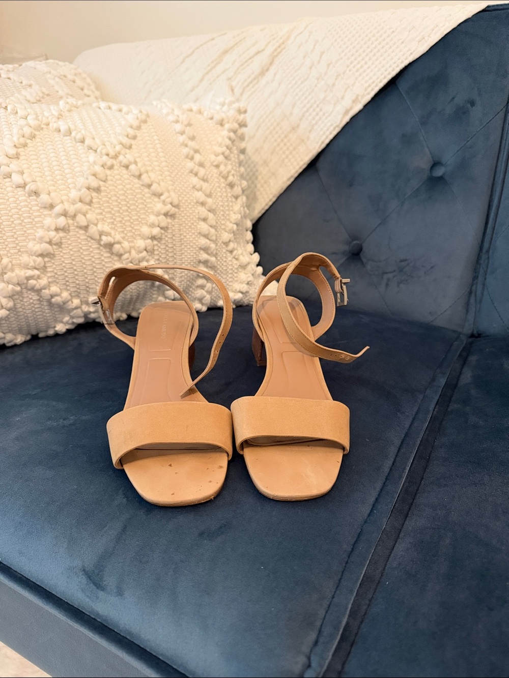 Vince Camuto Taupe Ankle-Strap Block Heel Sandals